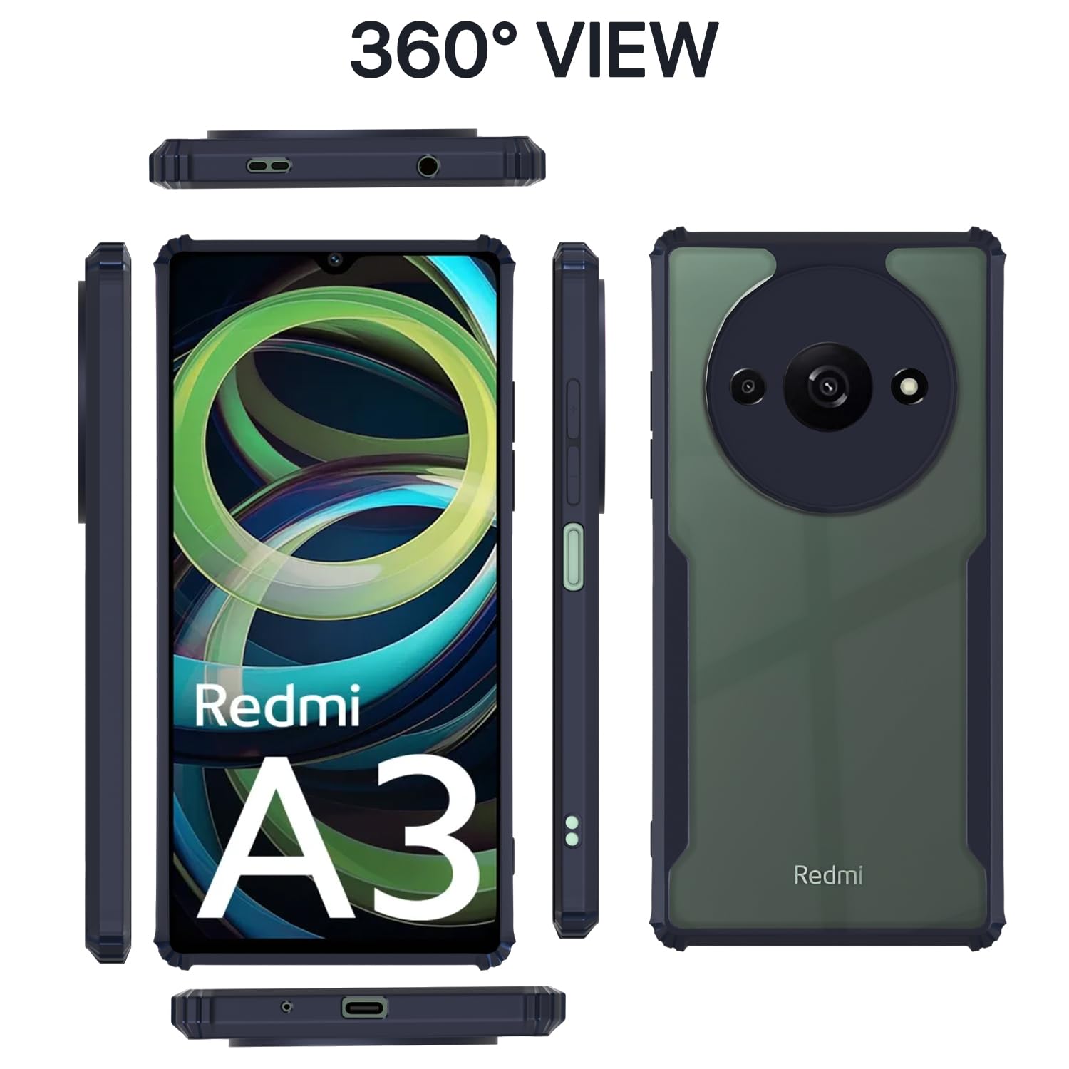 Pikkme Redmi A3 Eagle Back Cover (Blue)