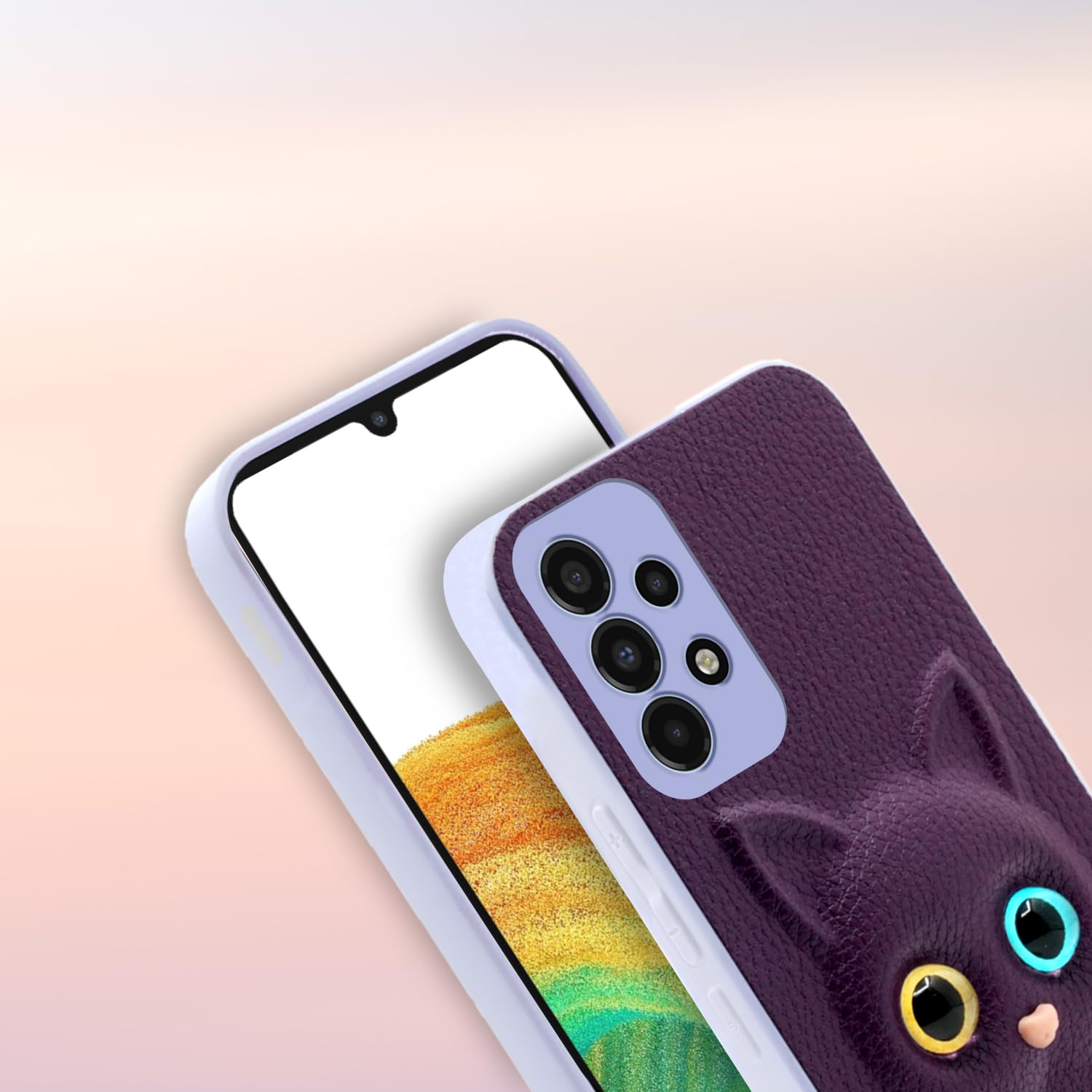 Pikkme Samsung Galaxy A33 5G Kitty Back Cover (Purple)