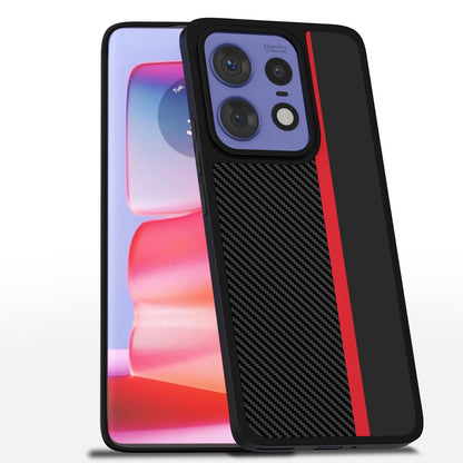 Pikkme Moto Edge 50 Pro 5G Red Stripe Pattern Back Cover (Black)