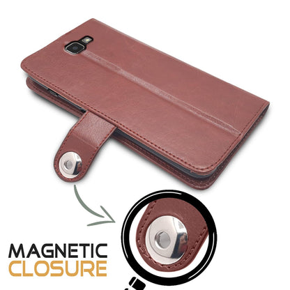 Samsung J7 Prime mobile flip cover in button brown by Pikkme – photo 4
