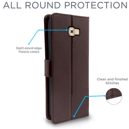 Samsung C7 Pro Wallet flip cover in coffee by Pikkme – photo 4