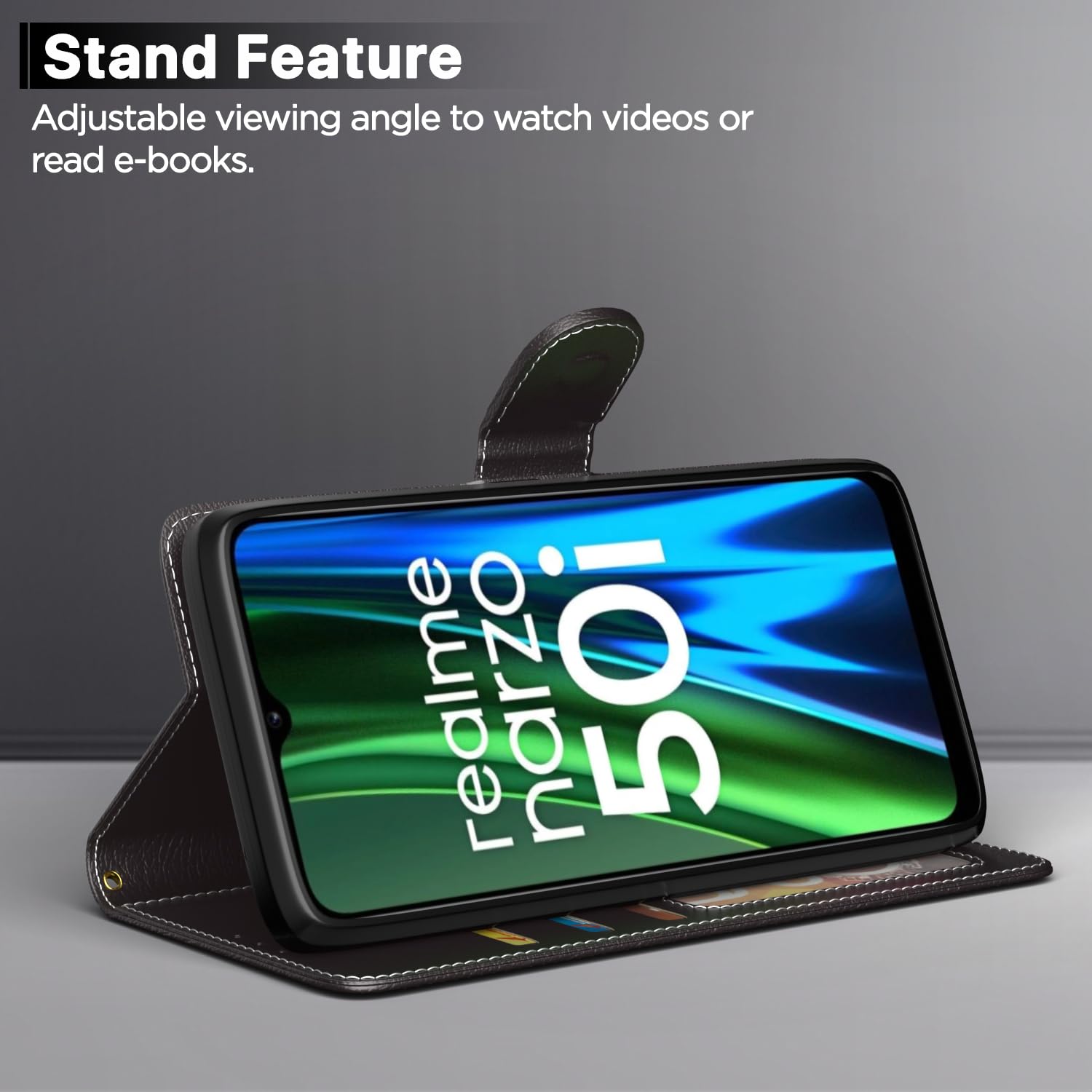 Pikkme coffee & brown mobile flip cover for Realme Narzo 50i – photo 3