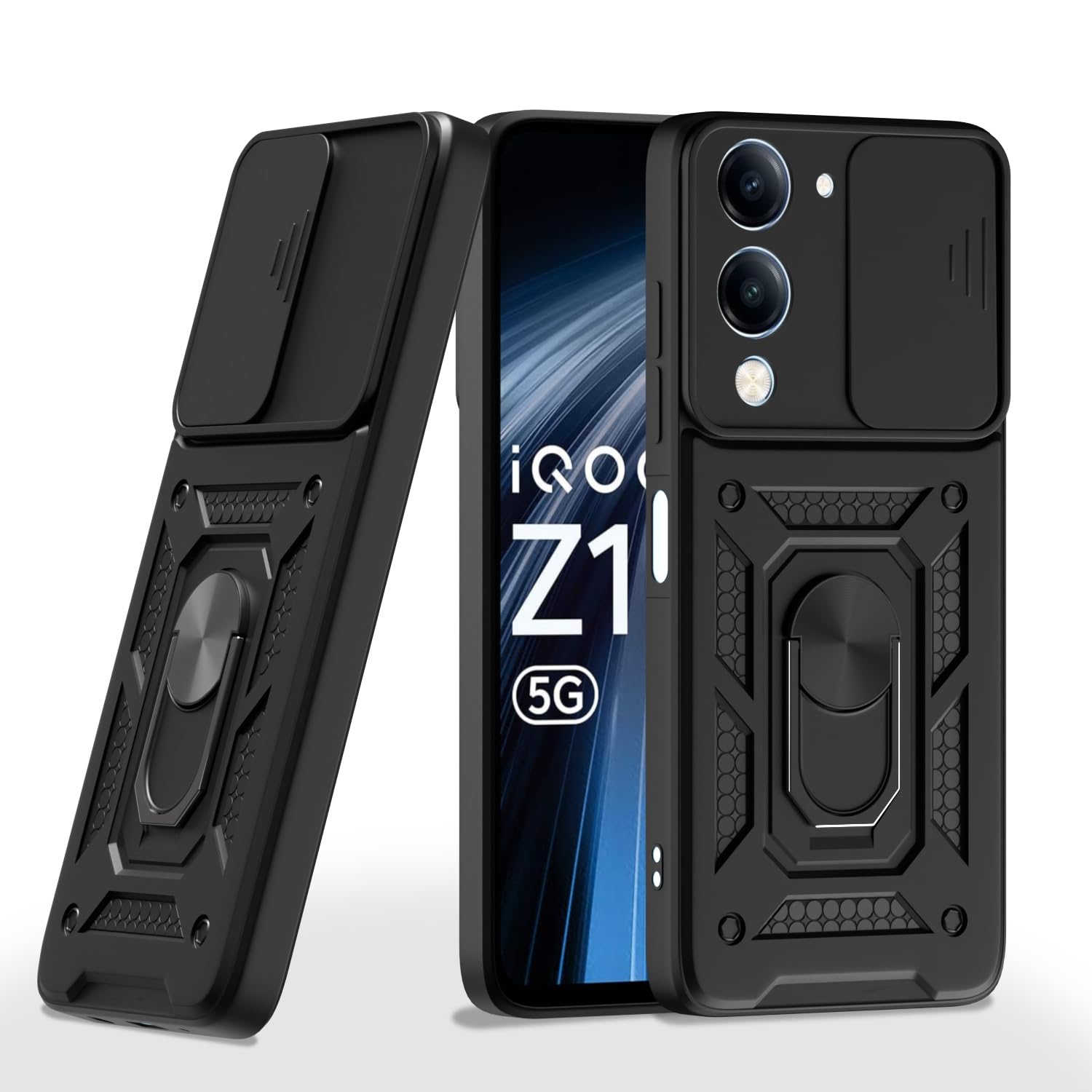 Pikkme Vivo T4 Lite 5G / iQOO Z10 Lite 5G / Vivo Y04 4G / Vivo Y19 5G D10 Tough Armor Back Cover (Black)