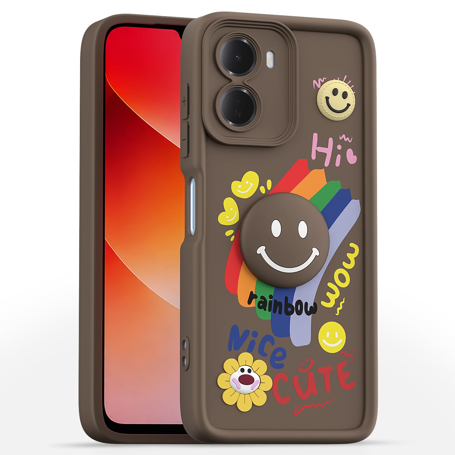 Pikkme brown Soft Silicone mobile back cover for Redmi 15A 5G