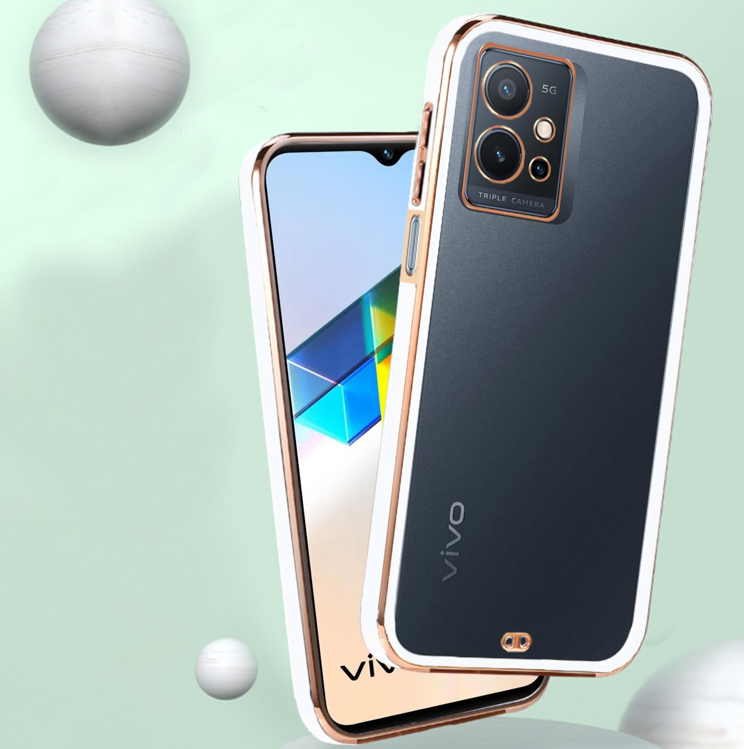 Pikkme Vivo T1/Y75/iQOO Z6 5G Chrome white mobile cover – photo 5