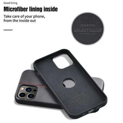 iPhone 13 Pro Leather phone cover in black by Pikkme – photo 3