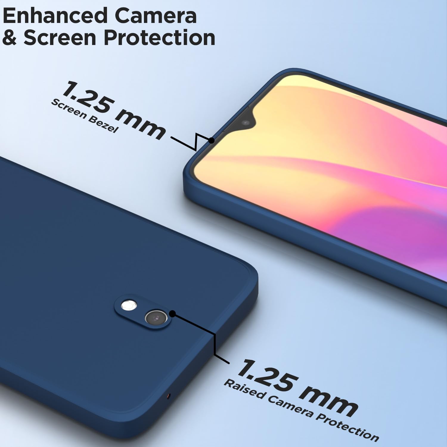 Pikkme  Redmi 8A Soft Matte Silicone Shockproof Case (Blue)