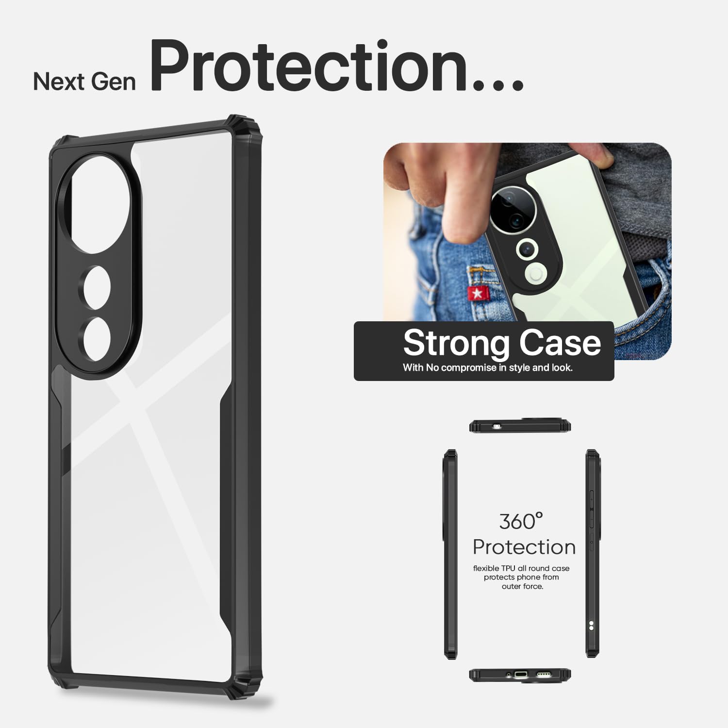 Vivo V40/V40 Pro/T3 Ultra 5G Clear phone cover in black by Pikkme – photo 6