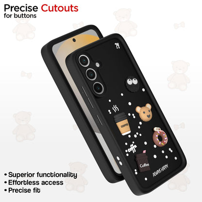 Pikkme Samsung Galaxy S24 FE 5G Cute Fun Cartoon 3D Bear Coffee Back Cover (Black)