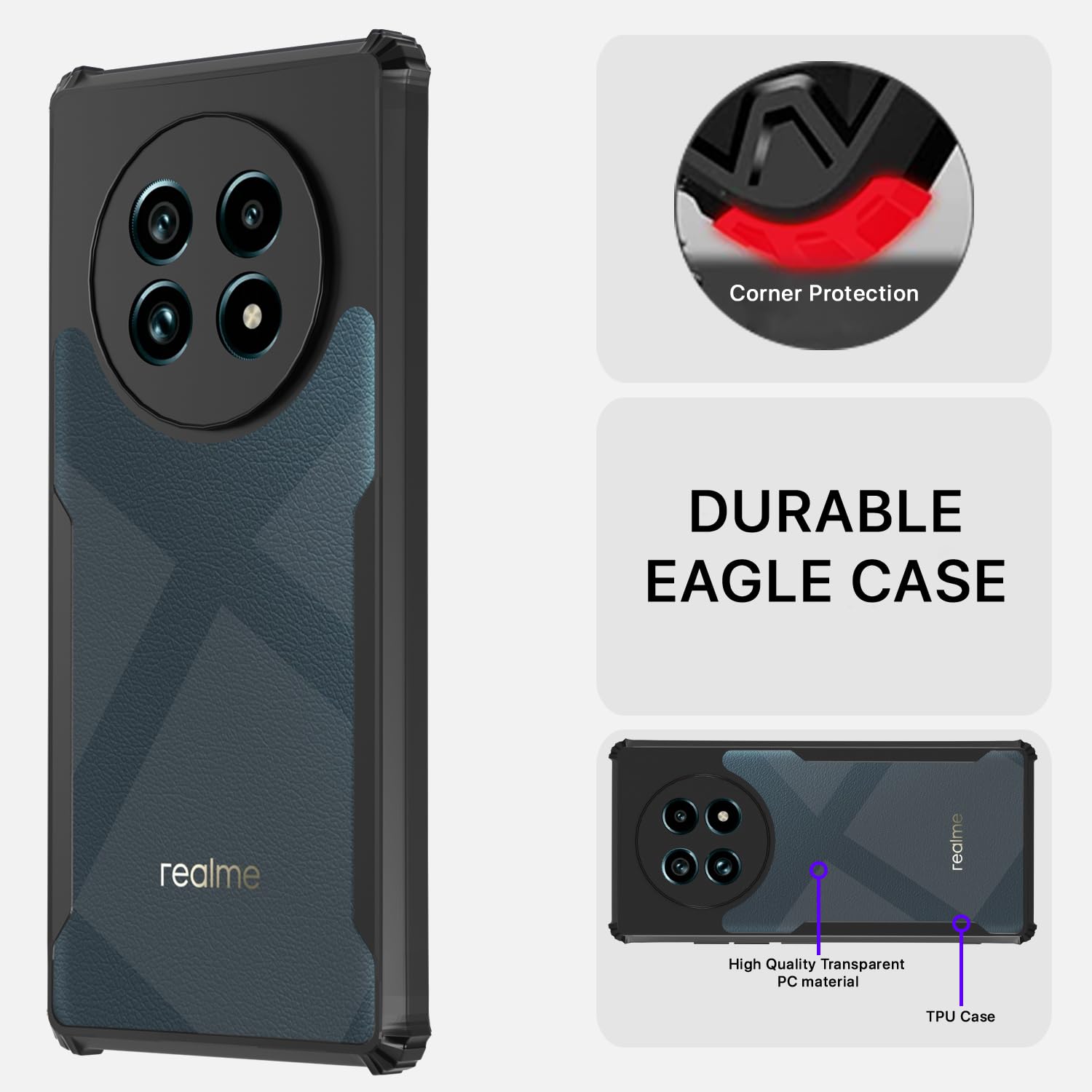 Pikkme Realme 13 Pro 5G / Realme 13 Pro Plus 5G Eagle Back Cover (Black)