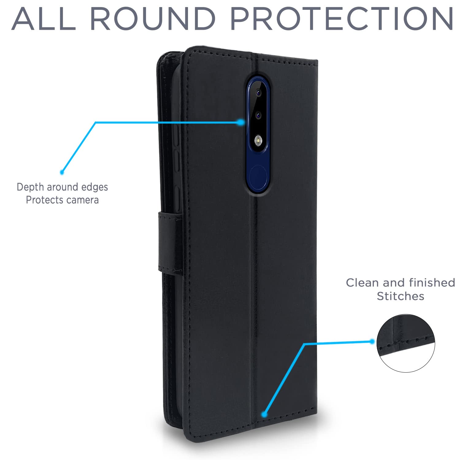 Pikkme Nokia 5.1 Plus Vintage Flip Cover (Black)