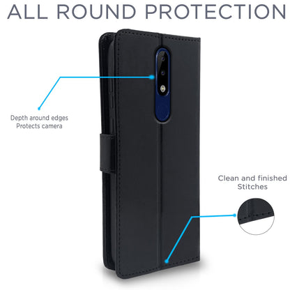 Pikkme Nokia 5.1 Plus Vintage Flip Cover (Black)
