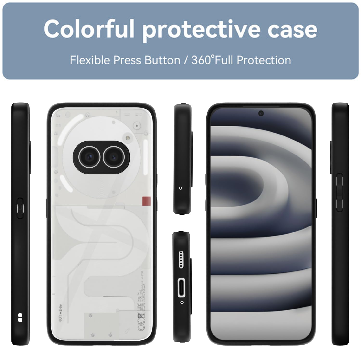 Black mobile back cover for Nothing Phone 2A/Phone 2A Plus – Pikkme – photo 2