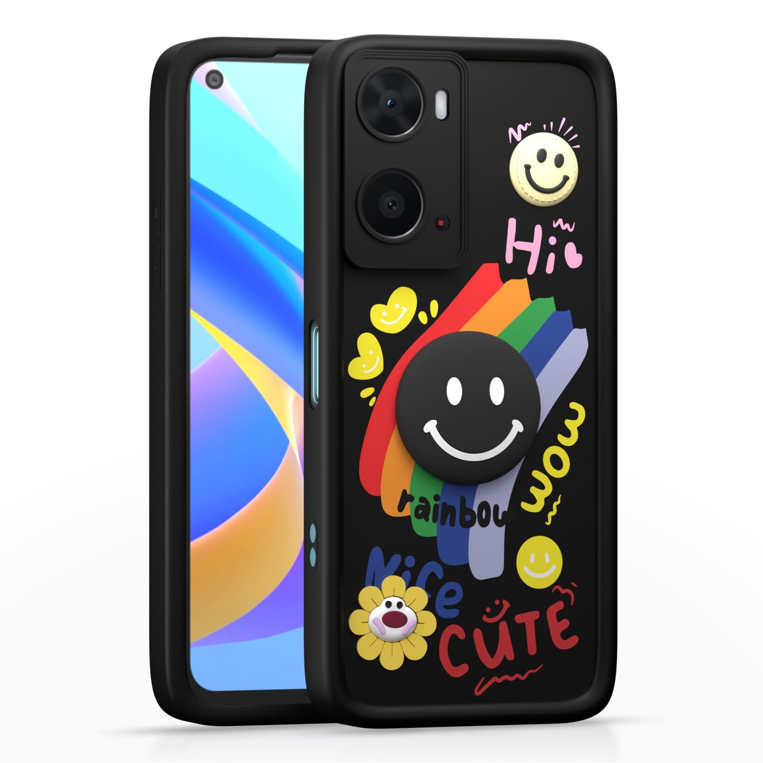 Oppo A76/A96/A36 mobile back cover in black by Pikkme