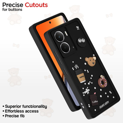 Pikkme Realme P3 5G Cute Fun Cartoon 3D Bear Coffee Back Cover (Black)
