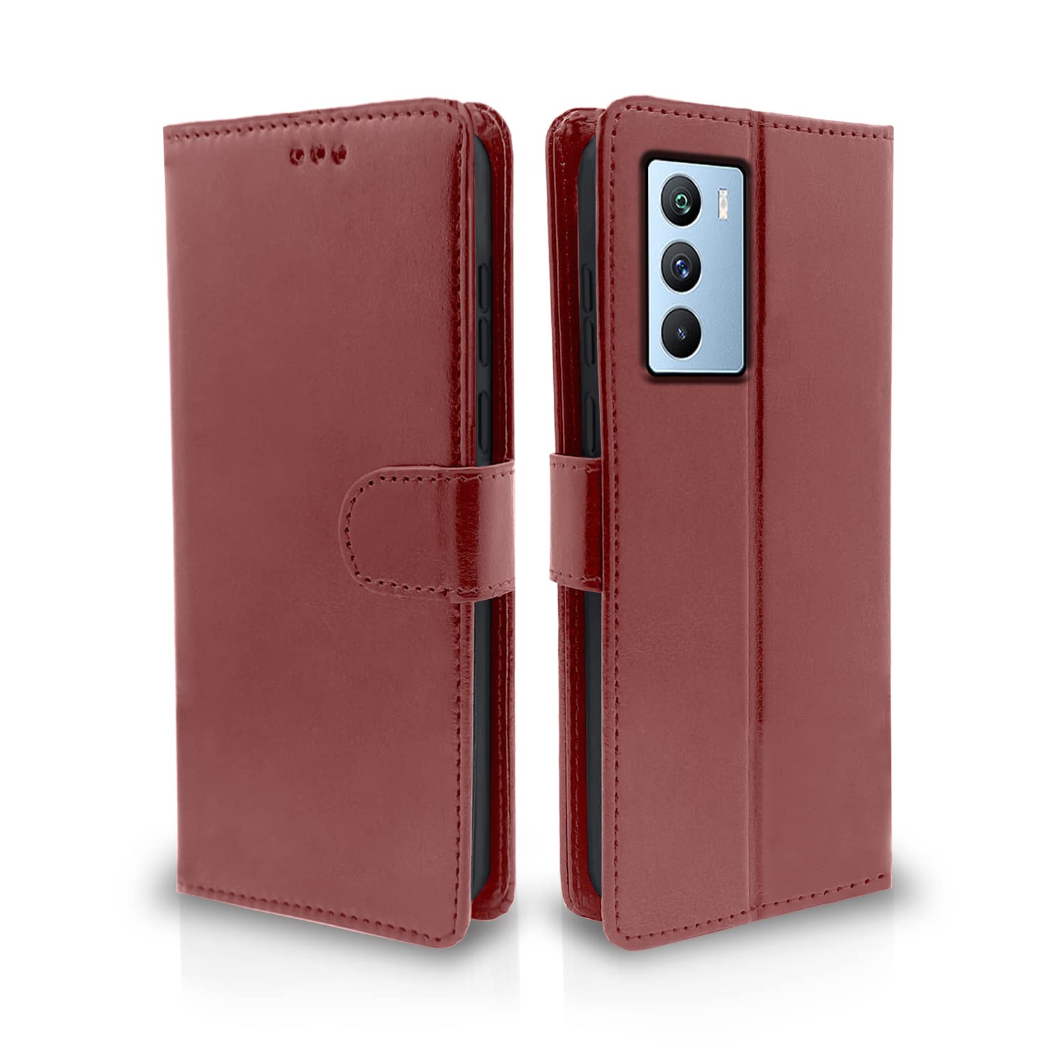 iQOO 9 SE 5G wallet flip cover in brown by Pikkme
