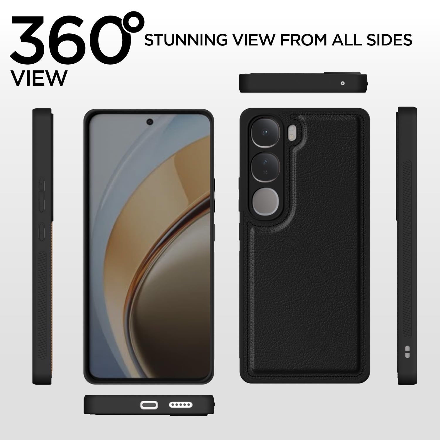 Pikkme black Leather back cover for Vivo Y300/V40 Lite 5G – photo 4