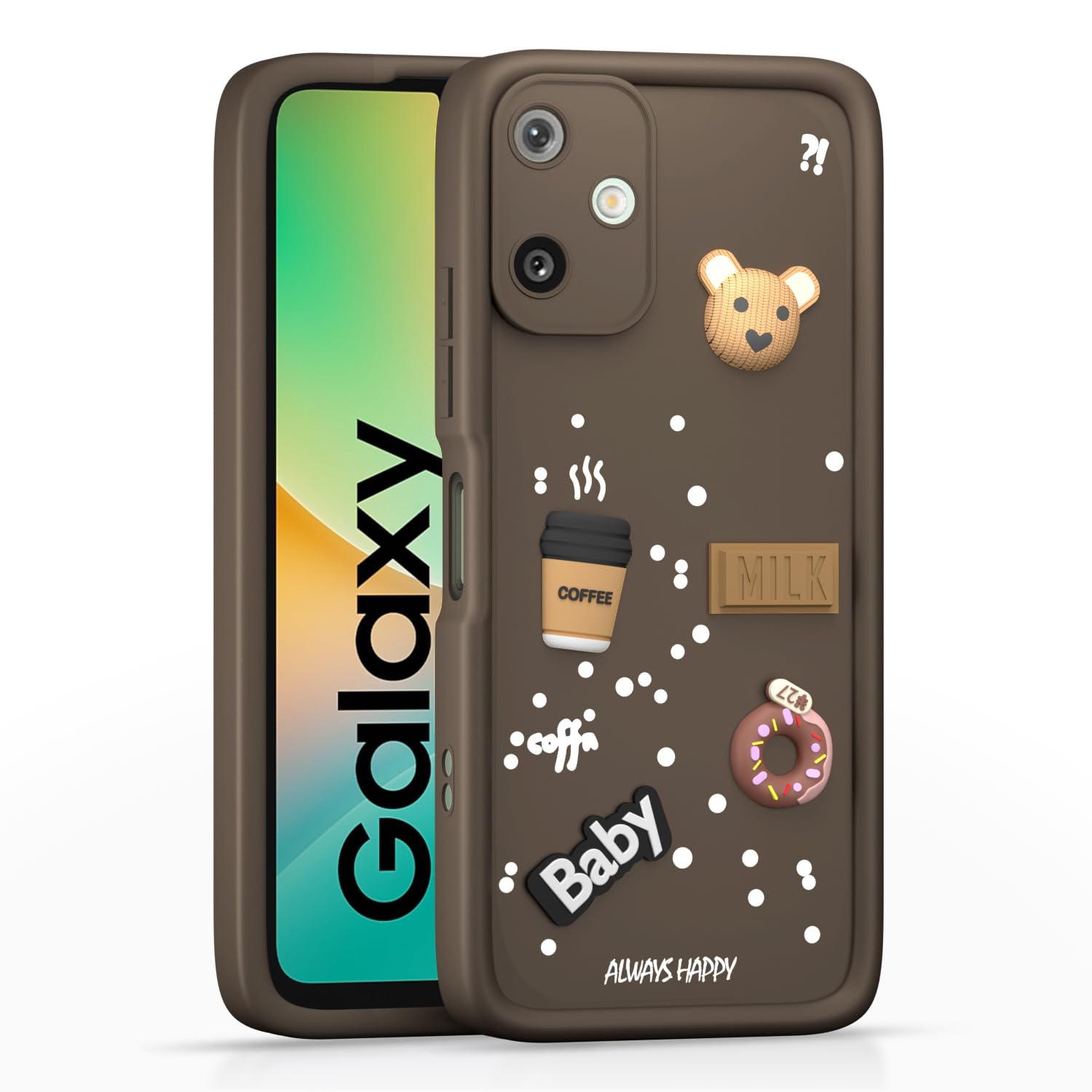 Pikkme Samsung Galaxy F06 5G / M06 5G Cute Fun Cartoon 3D Bear Coffee Back Cover (Brown)
