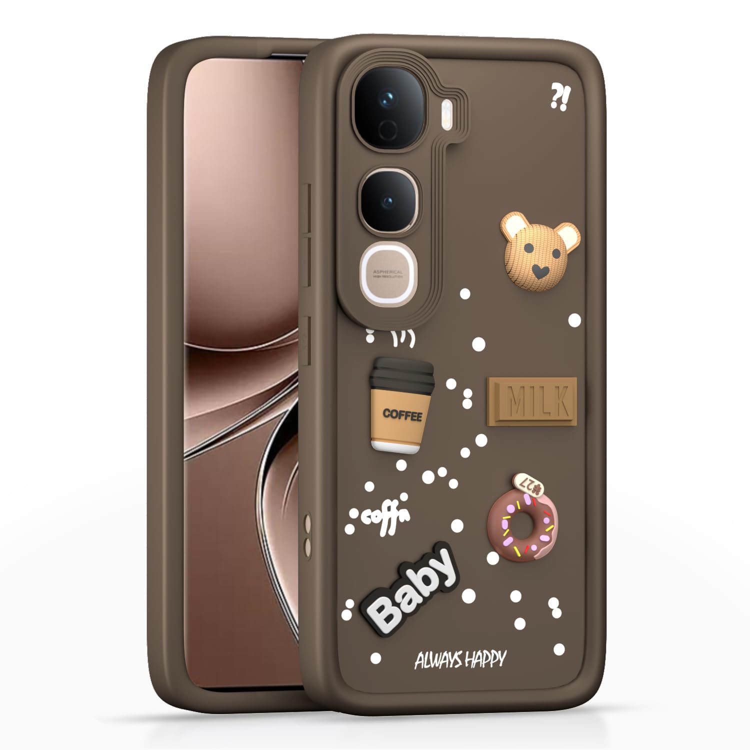 Pikkme brown Silicone phone cover for Vivo Y400 Pro 5G/3D