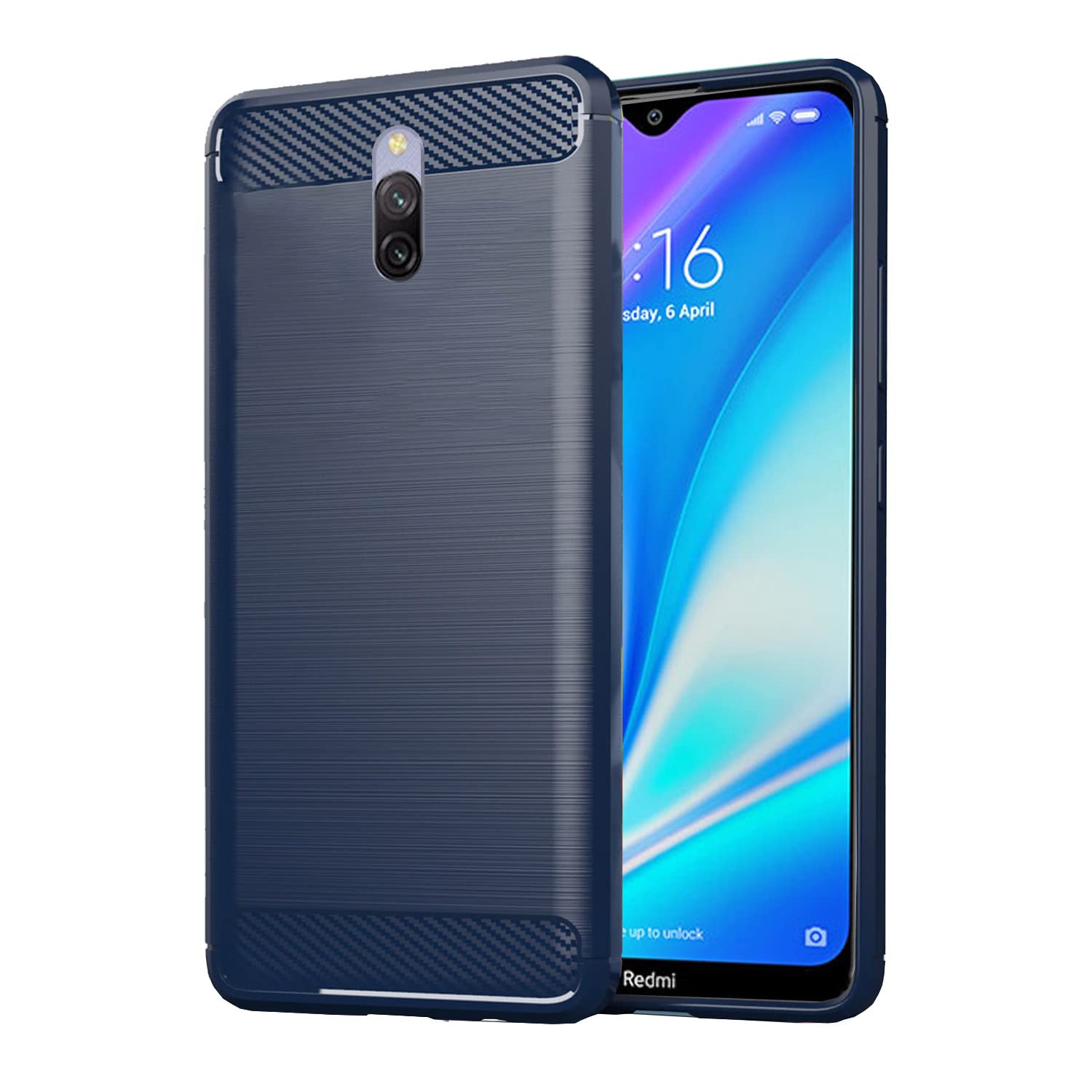  Redmi 8A Dual Hybrid Carbon Fiber Back Cover - Blue 