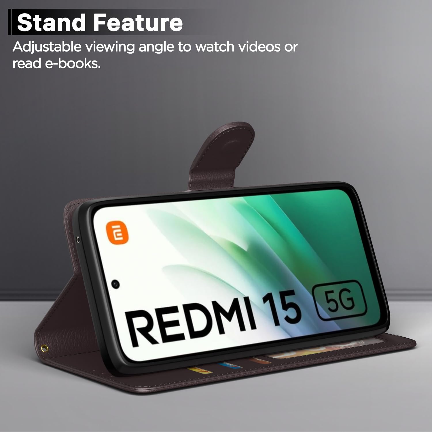 Redmi 15 5G Wallet flip case in coffee by Pikkme – photo 3