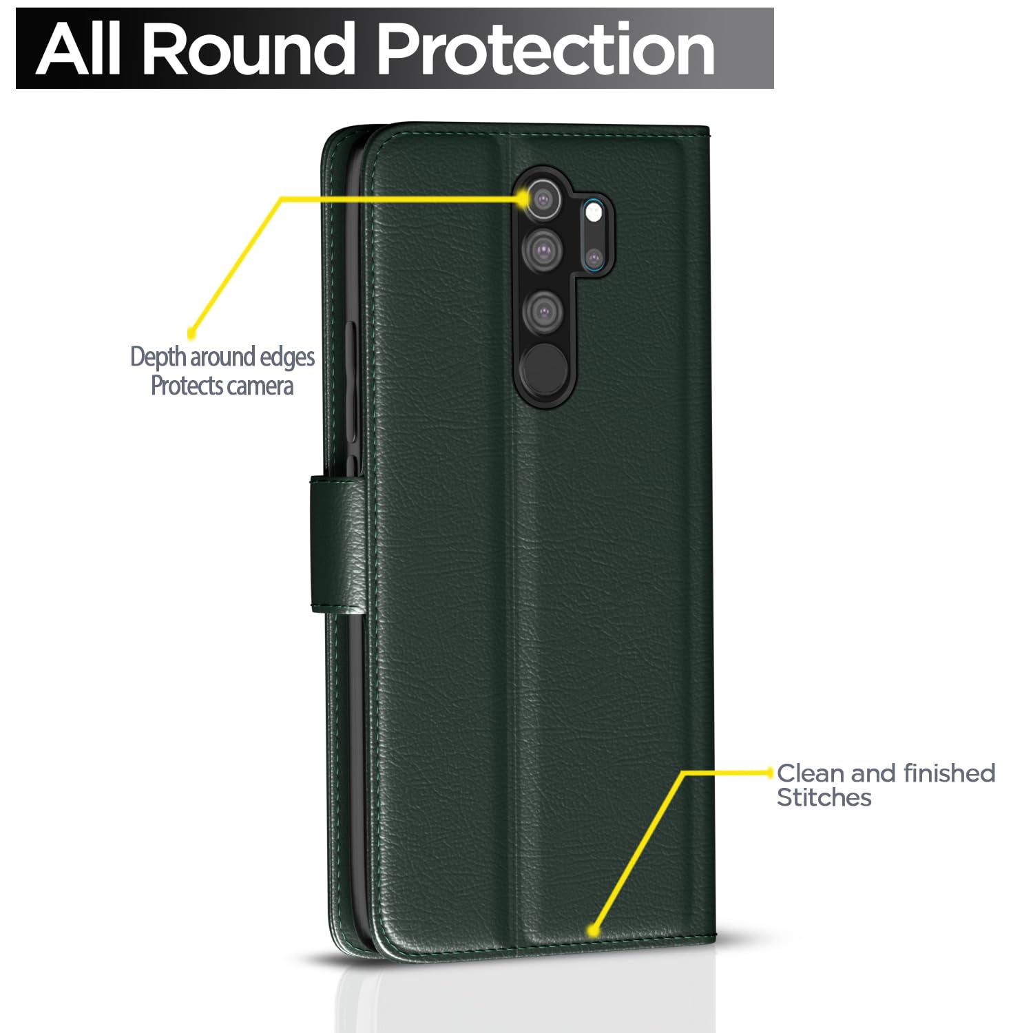 Redmi Note 8 Pro Wallet flip case in green by Pikkme – photo 4