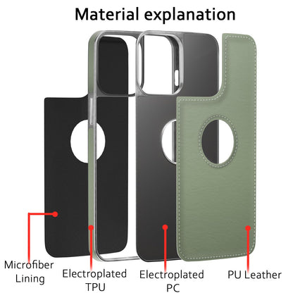 Pikkme iPhone 12/12 Pro Silver Electroplated Chrome Leather Back Cover (Green)