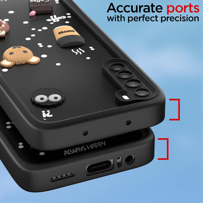 Pikkme Redmi Note 8 Cute Fun Cartoon 3D Bear Coffee Back Cover (Black)