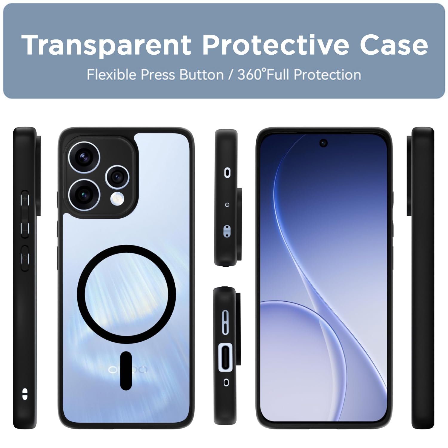 Pikkme black mag-safe mobile back cover for Oppo Reno 15/Reno 15C 5G – photo 2