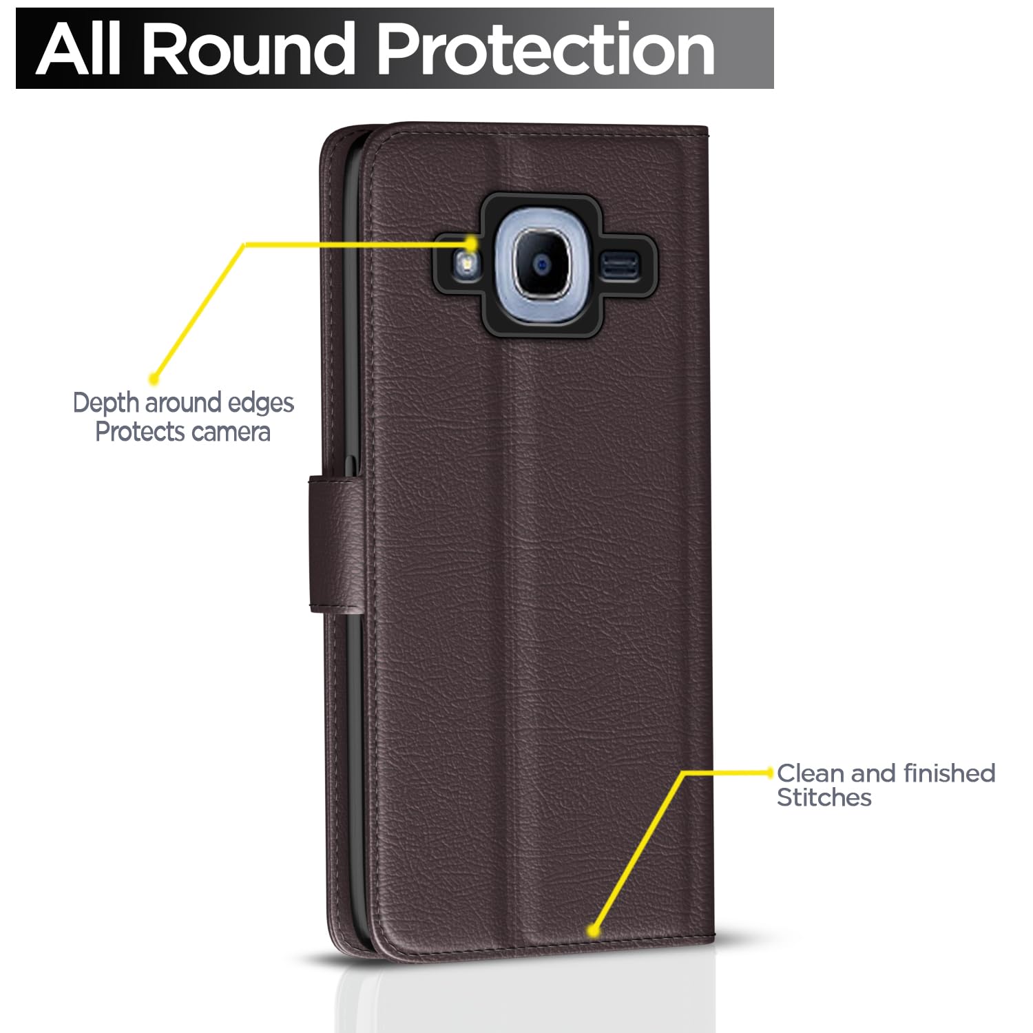 Samsung J2 2016 flip cover in coffee by Pikkme – photo 4