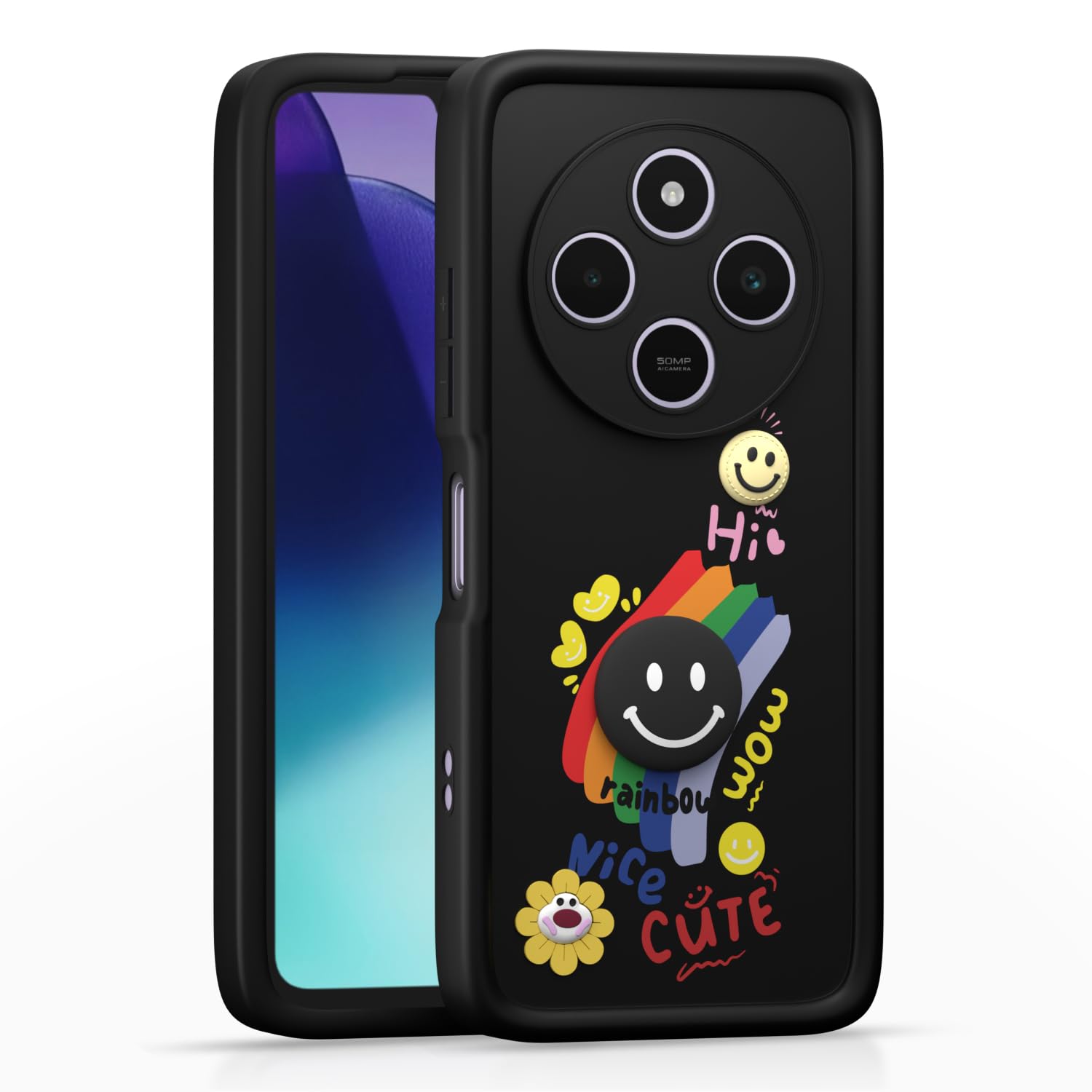 Redmi A4/14C/Poco C75 5G Soft Silicone mobile cover in black by Pikkme