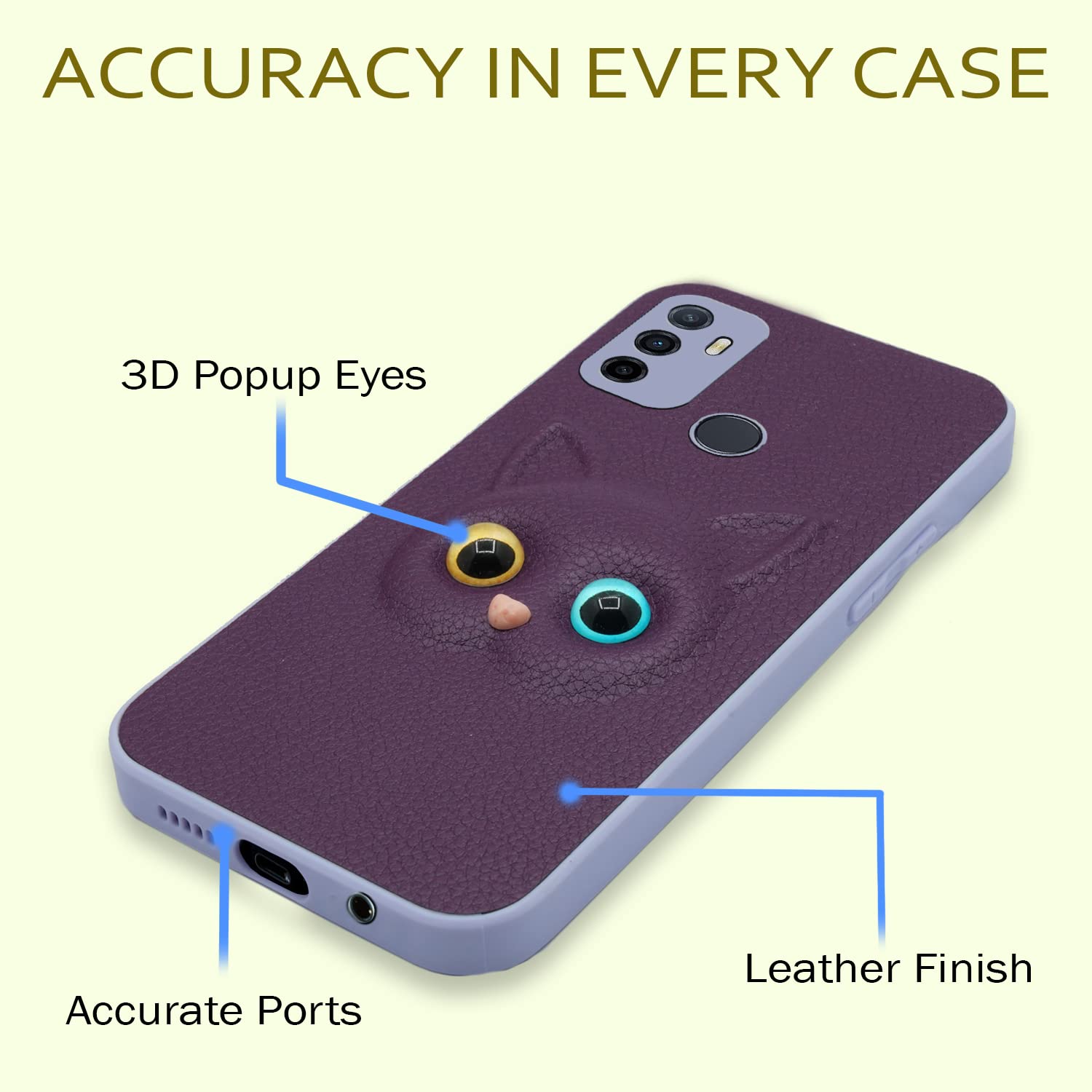 Pikkme Oppo A53 Kitty Back Cover (Purple)