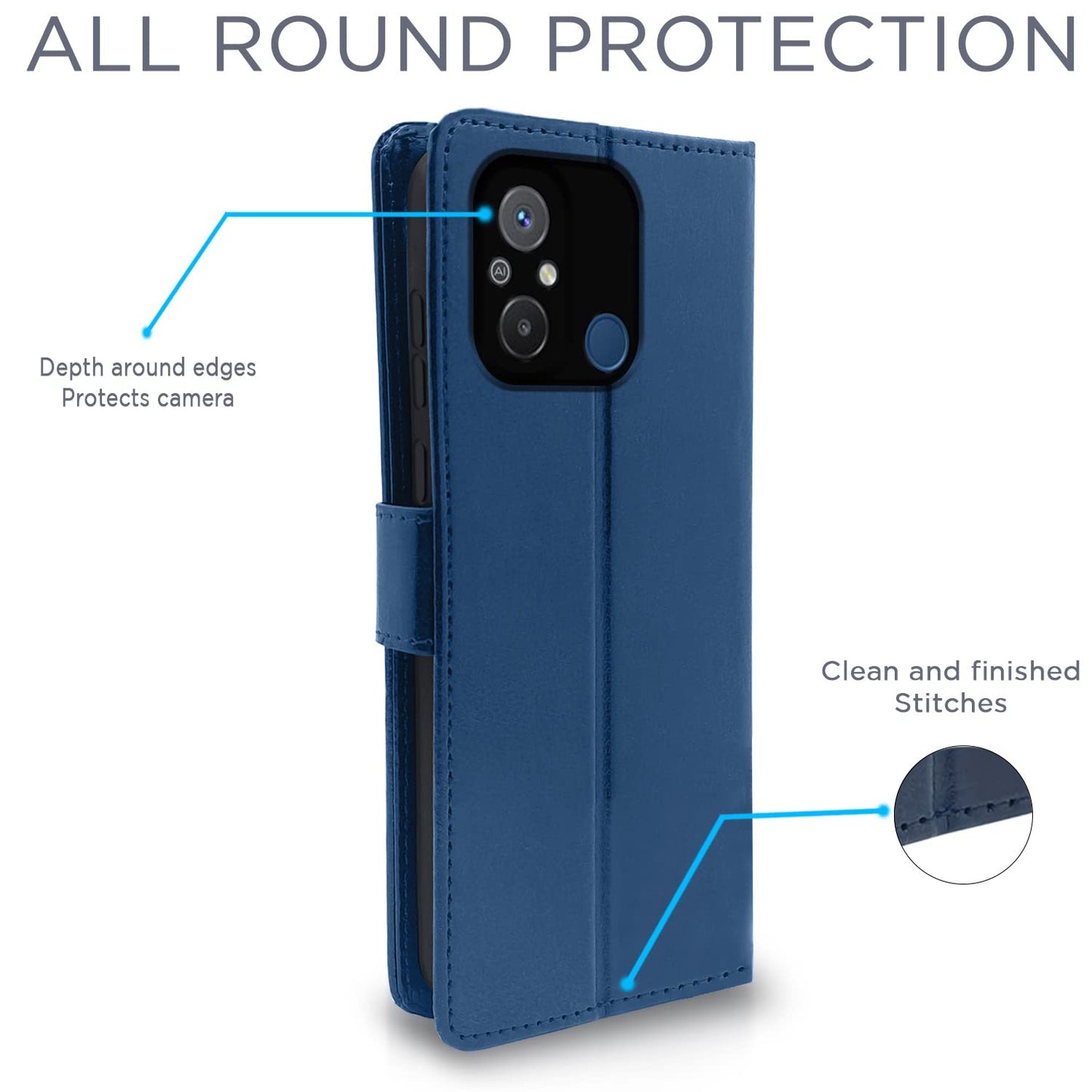 Pikkme Redmi 12C Vintage Flip Cover | Blue