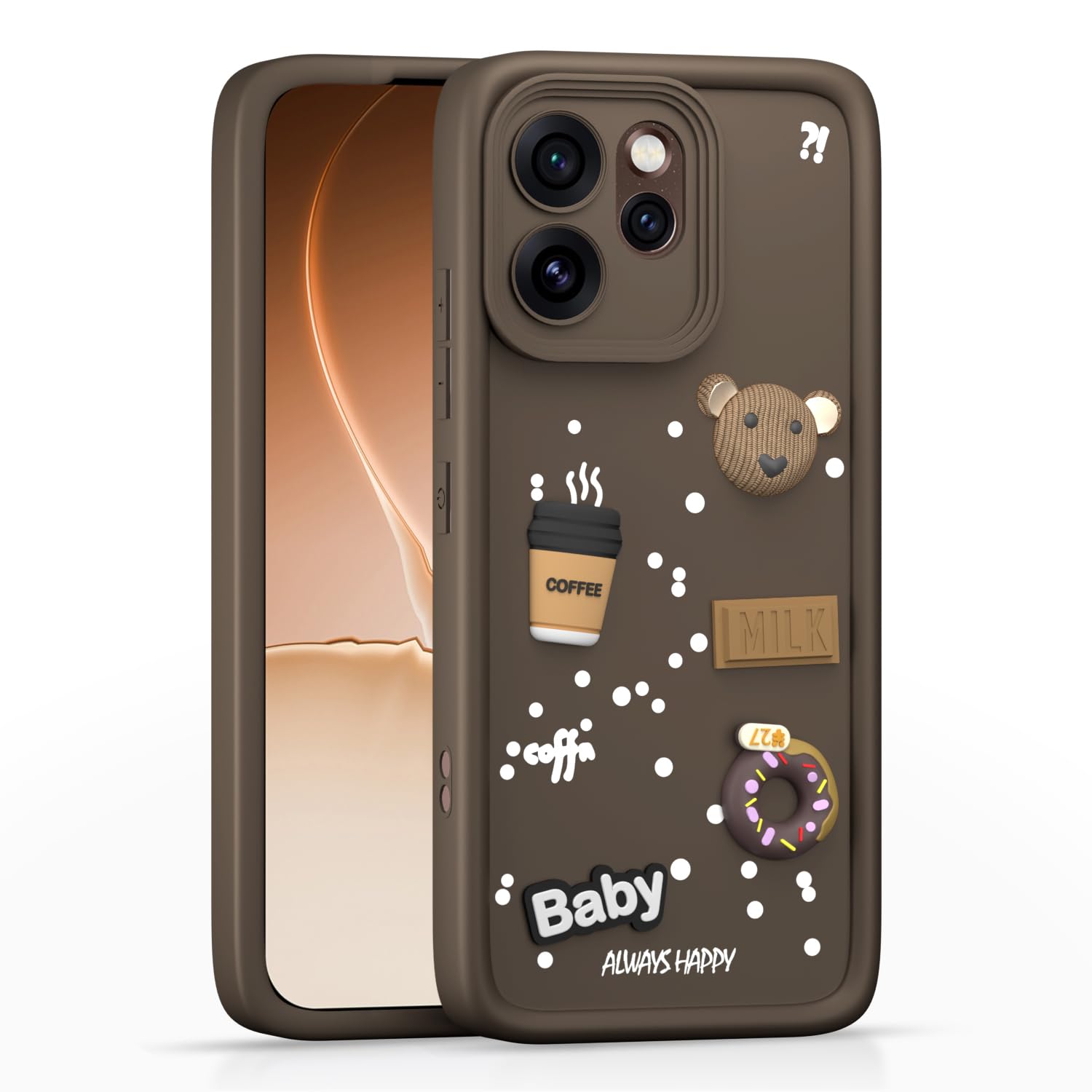 Pikkme brown Silicone mobile back cover for Oppo Reno 15 Pro Mini 5G/3D