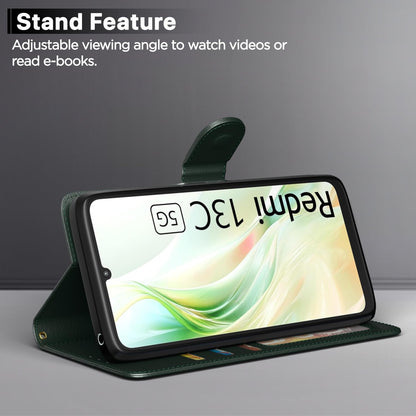 Pikkme Redmi 13C 4G/Poco C65 Vintage Flip Cover (Green)