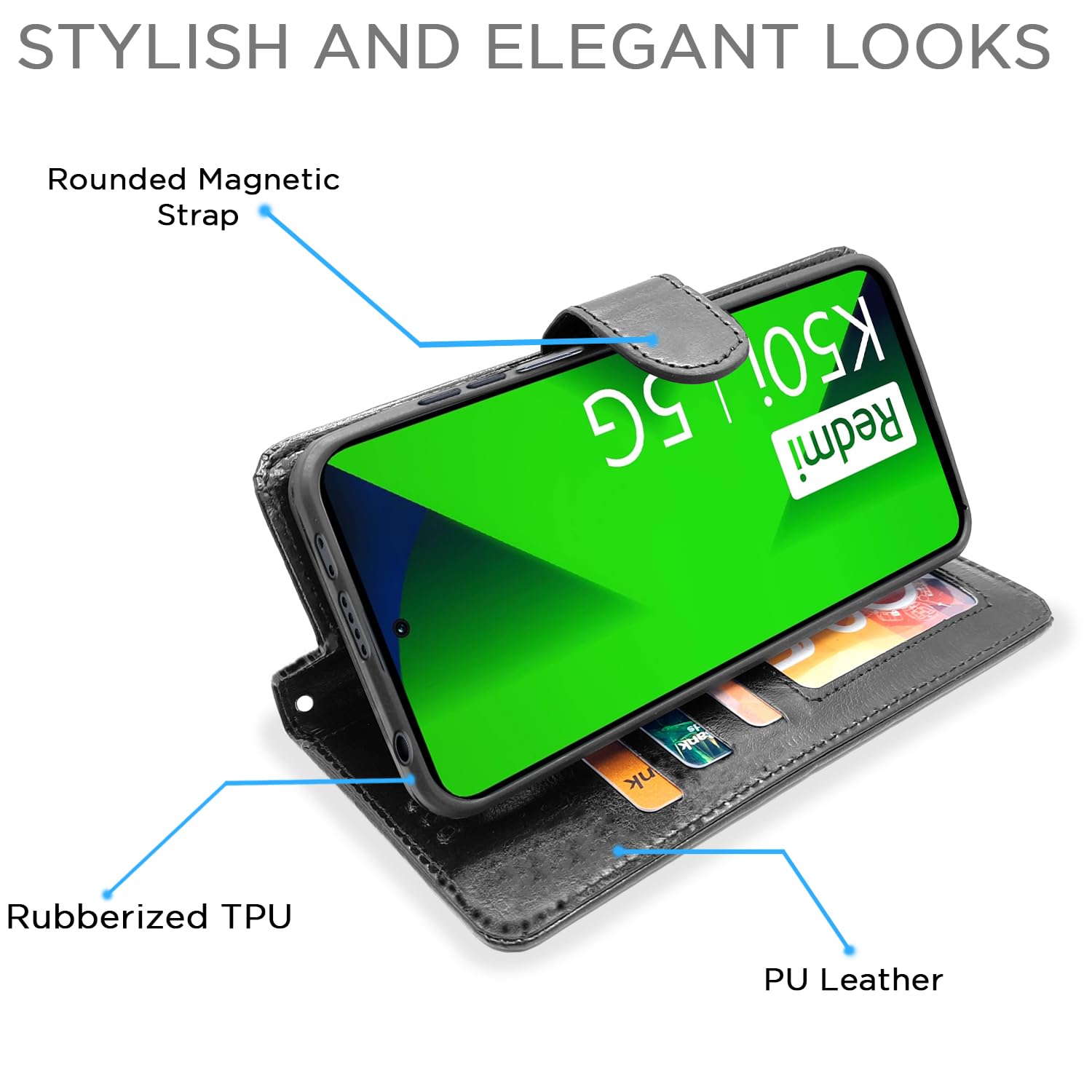 Pikkme Redmi K50i Wallet black flip case – photo 3