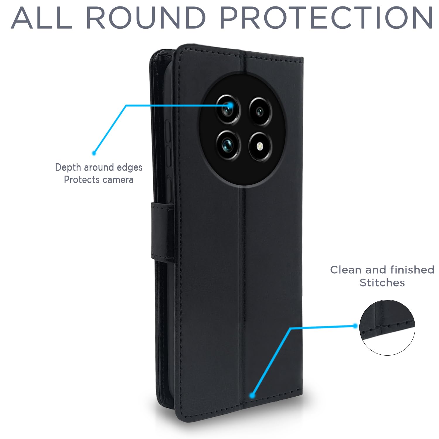 Pikkme Realme 13 Pro 5G Vintage Flip Cover (Black)