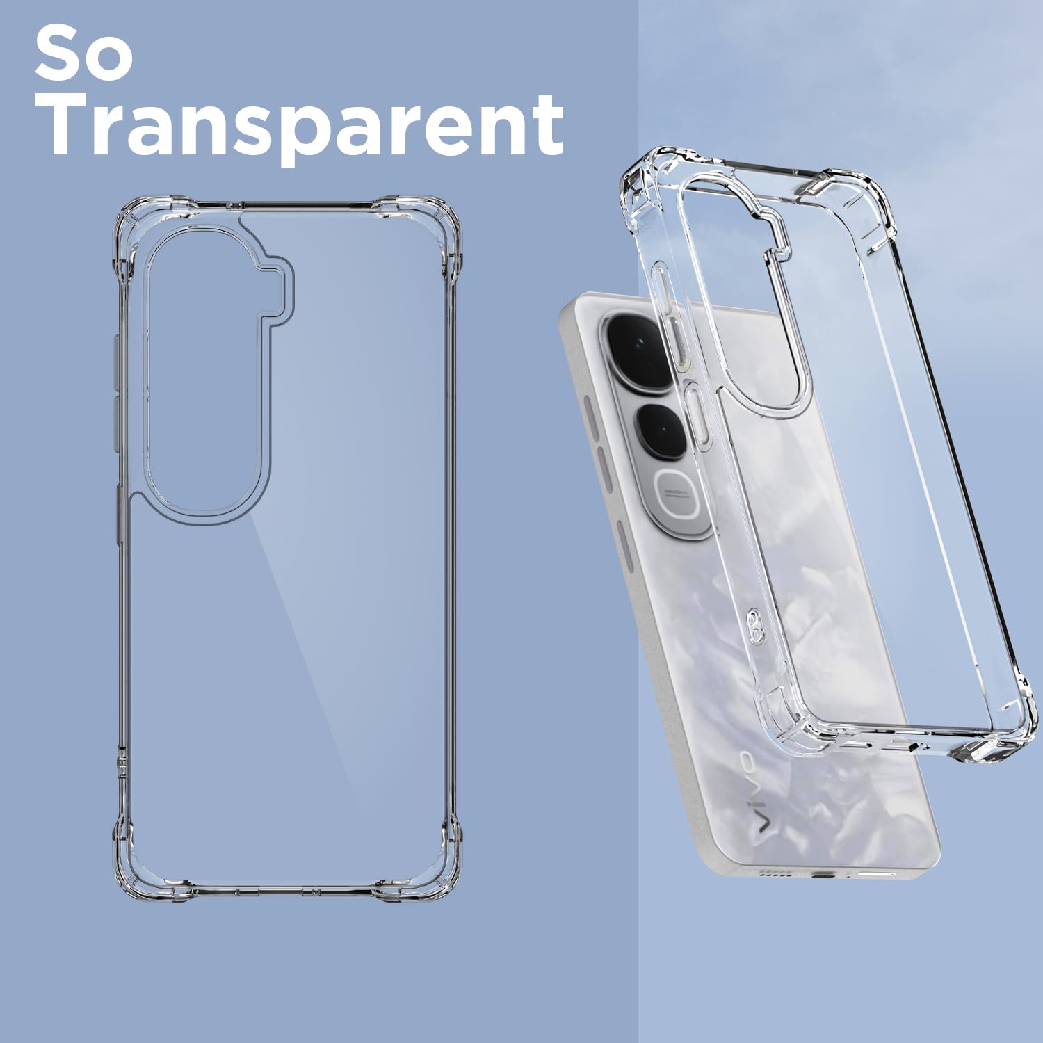 Pikkme Vivo Y400 Pro 5G  PC + TPU Crystal Clear Transparent Back Cover (Transparent)