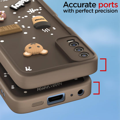 Pikkme Vivo Y12s / Y20 / Y20i / Y20G  Cute Fun Cartoon 3D Bear Coffee Back Cover (Brown)