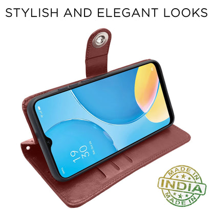 Pikkme Oppo A15/A15s Button brown wallet flip cover – photo 5