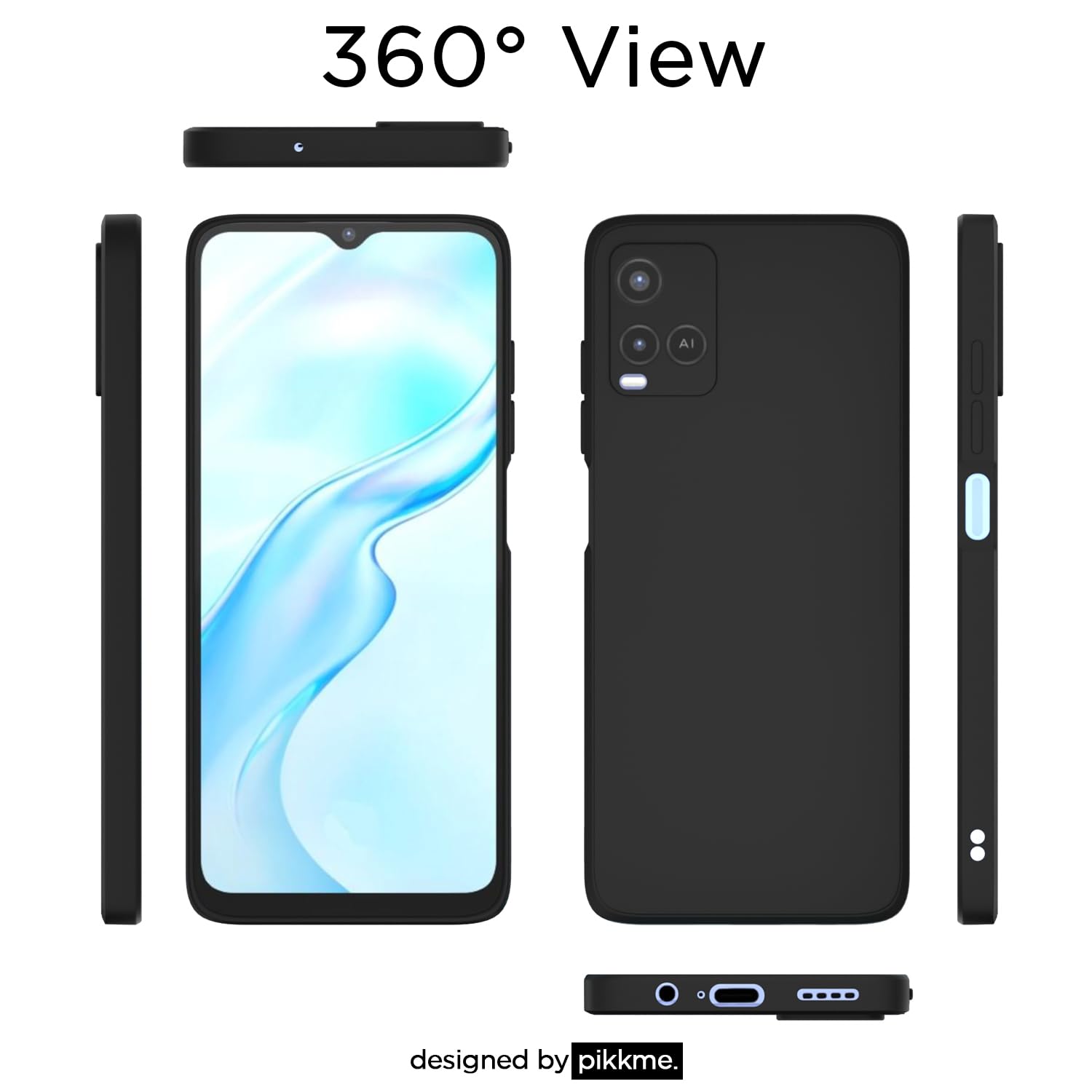 Pikkme Vivo Y21 2021 Soft Matte Silicone Shockproof Case (Black)