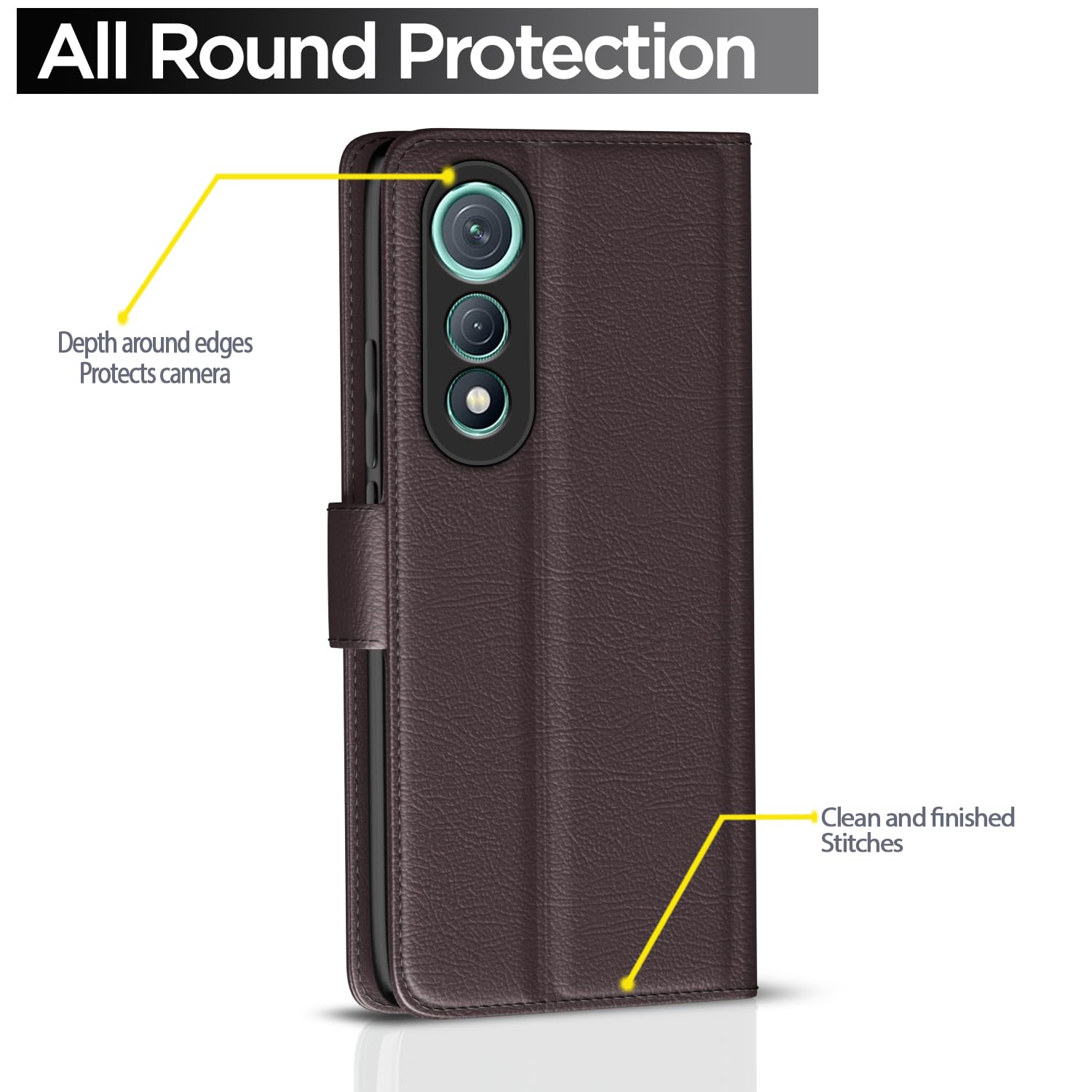 Pikkme Tecno Pova Curve 5G Premium Leather Finish Vintage Flip Cover (Coffee)