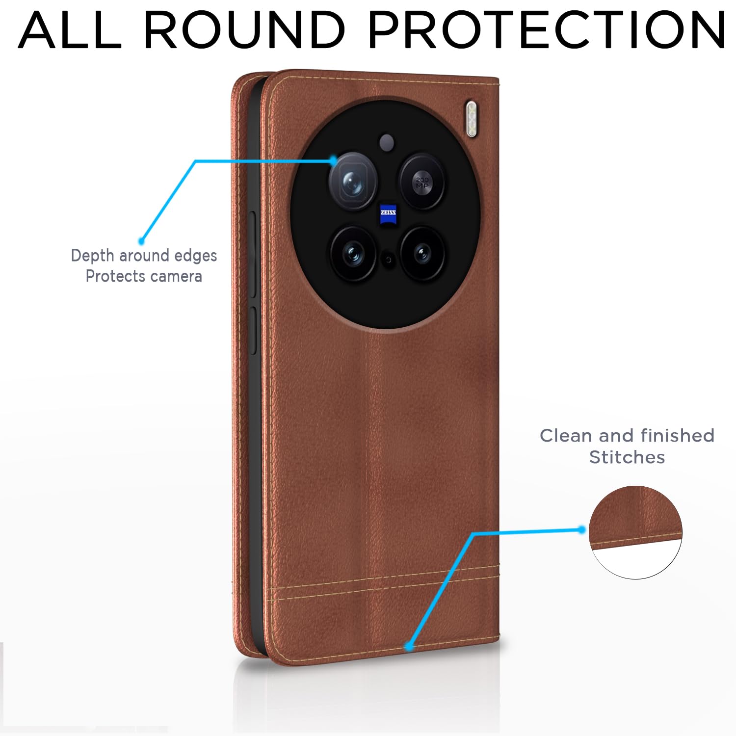 Brown Magnetic flip cover for Vivo X200 Pro 5G – Pikkme – photo 4