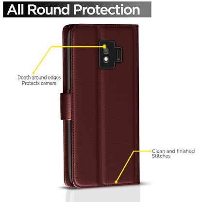 Samsung J2 Core wallet flip cover in brown by Pikkme – photo 4