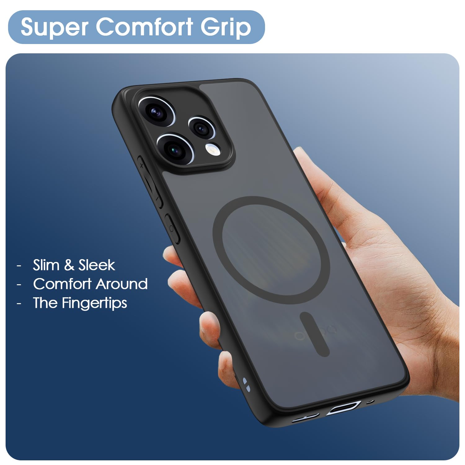 Pikkme black smoke mag-safe MagSafe mobile cover for Oppo Reno 15 5G – photo 6