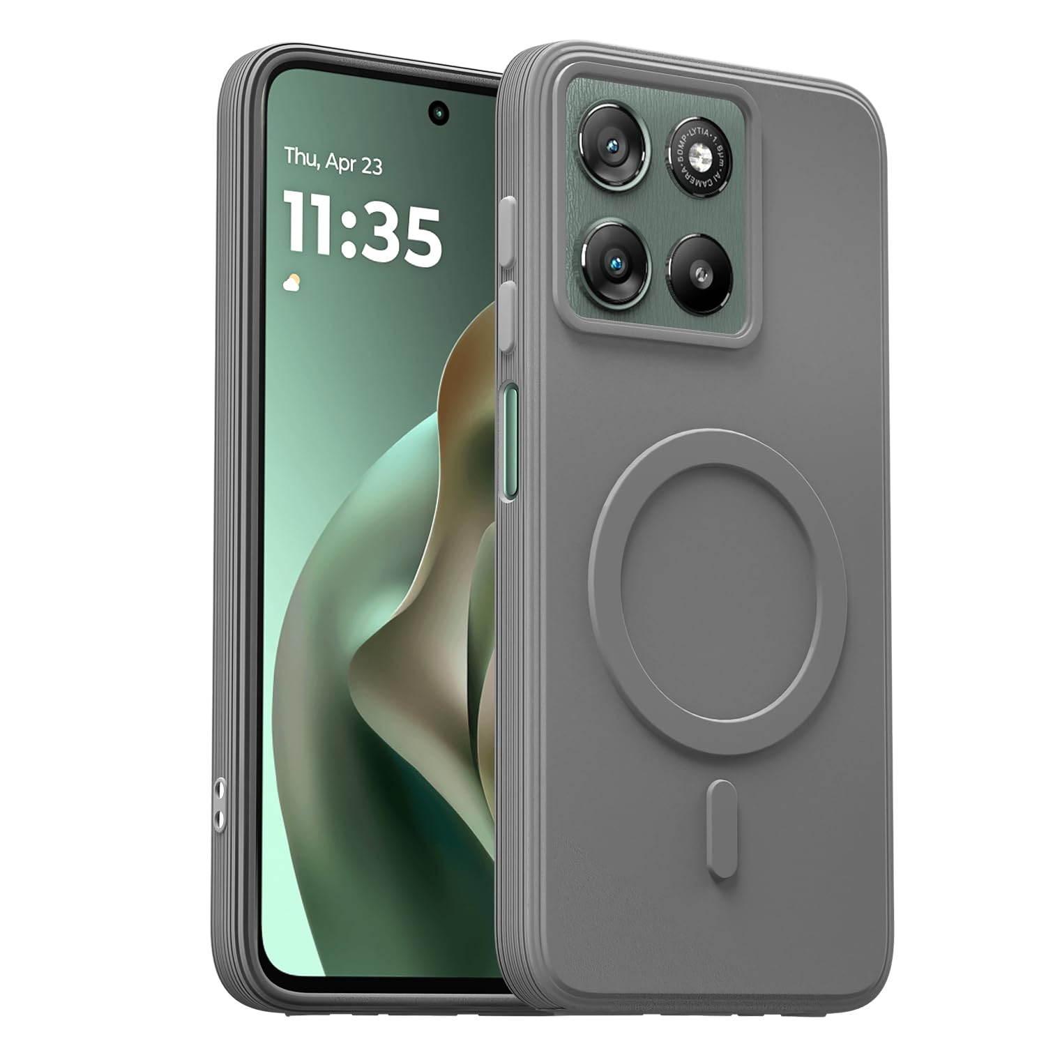 Grey MagSafe mobile cover for Moto G67 Power/G57 Power/G Max 5G – Pikkme