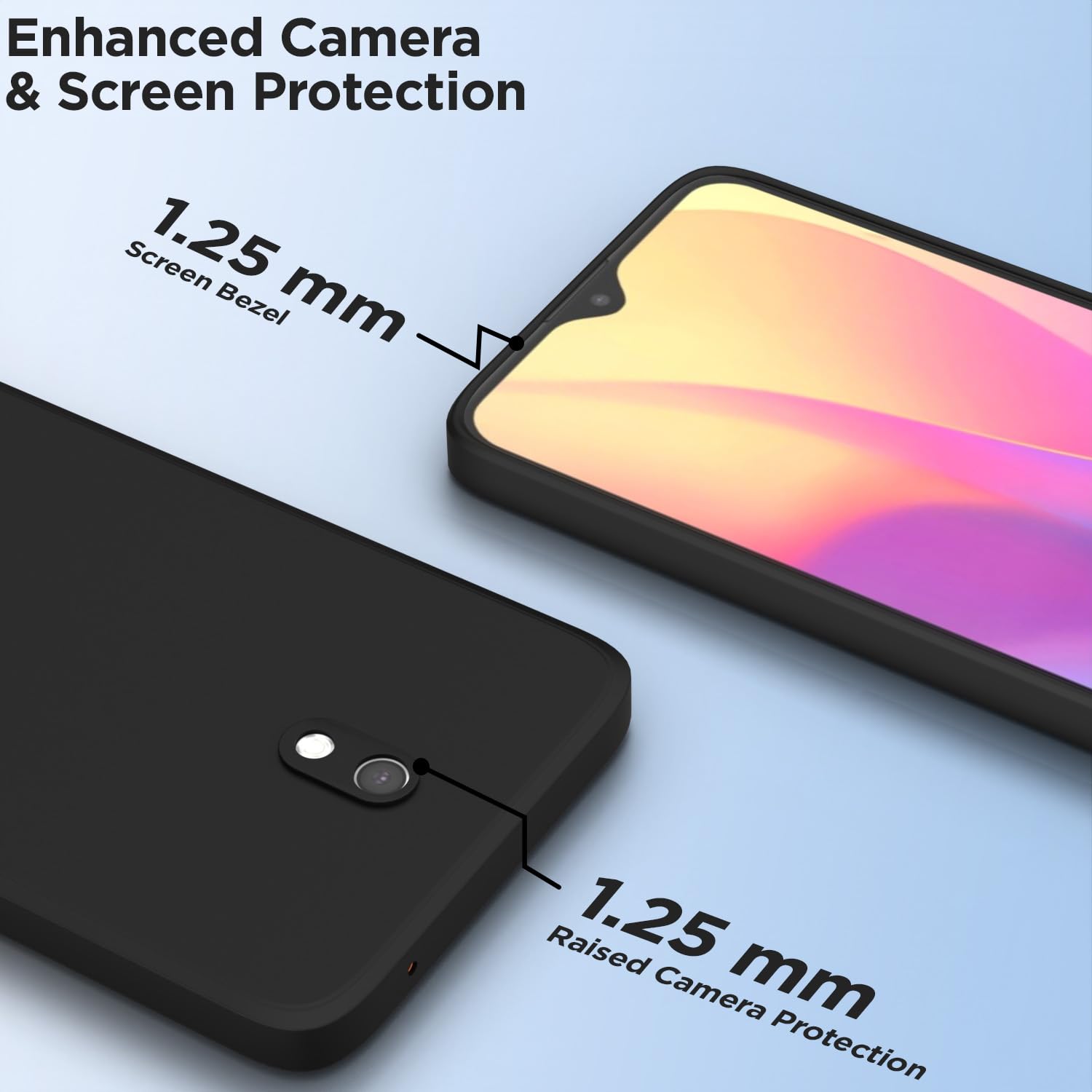 Pikkme  Redmi 8A Soft Matte Silicone Shockproof Case (Black)