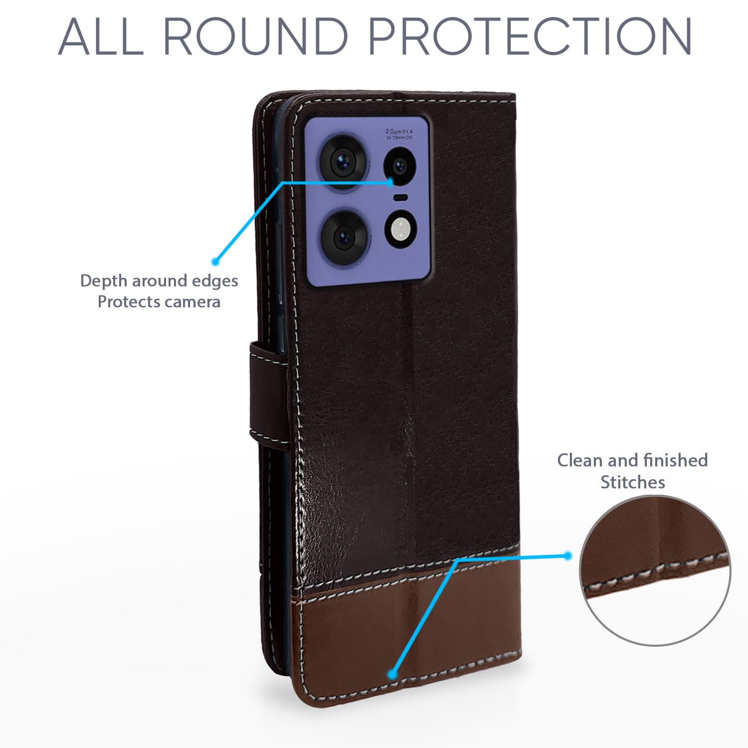 Pikkme coffee & brown Magnetic wallet flip cover for Moto Edge 50 Pro 5G – photo 2