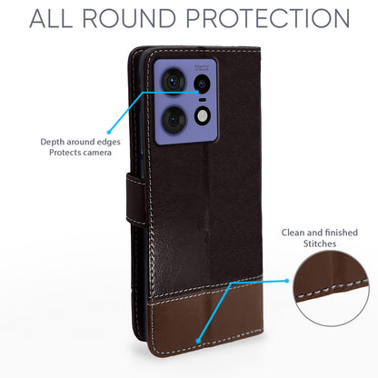 Pikkme coffee & brown Magnetic wallet flip cover for Moto Edge 50 Pro 5G – photo 2