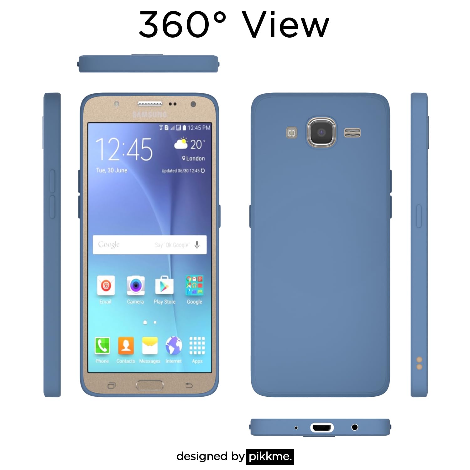 Pikkme Samsung Galaxy J7 2015 / J7 / J7 Nxt Soft Matte Silicone Shockproof Case (Aqua Blue)